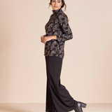 Megan Salmon Brocade Hi Crew Tee