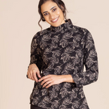 Megan Salmon Brocade Hi Crew Tee