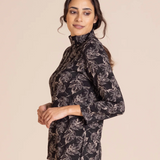 Megan Salmon Brocade Hi Crew Tee