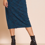 Megan Salmon Brocade Pencil Skirt