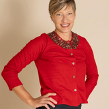 Megan Salmon Beaded Felt Balmoral Cardi