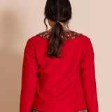 Megan Salmon Beaded Felt Balmoral Cardi