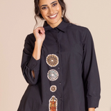 Megan Salmon Coins Trapeze Shirt