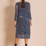 Megan Salmon Floral Mesh Ruched Tee Dress