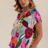 Kaleido Linen Bloom Burst Top