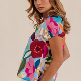 Kaleido Linen Bloom Burst Top