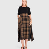 Urban by Alembika Medjdool Maxi Dress, Black/Sepia Plaid