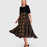 Urban by Alembika Medjdool Maxi Dress, Black/Sepia Plaid