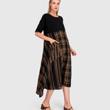 Urban by Alembika Medjdool Maxi Dress, Black/Sepia Plaid