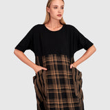 Urban by Alembika Medjdool Maxi Dress, Black/Sepia Plaid