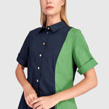 Alembika Barb Cotton Shirtdress, Navy Multi