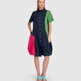Alembika Barb Cotton Shirtdress, Navy Multi