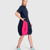 Alembika Barb Cotton Shirtdress, Navy Multi