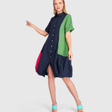 Alembika Barb Cotton Shirtdress, Navy Multi