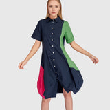 Alembika Barb Cotton Shirtdress, Navy Multi