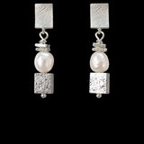 ELFY Matt Silver & Pearl Earrings