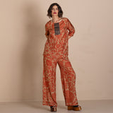 Megan Salmon Red French Loose Wide Leg Pant