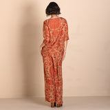 Megan Salmon Red French Loose Wide Leg Pant