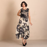 Megan Salmon Black Roses Origami Skirt
