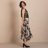 Megan Salmon Black Roses Origami Skirt