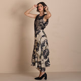 Megan Salmon Black Roses Origami Skirt