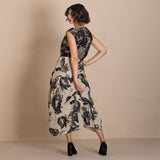 Megan Salmon Black Roses Origami Skirt