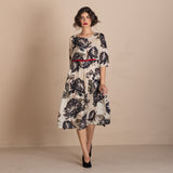 Megan Salmon Black Roses Molly Dress