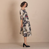 Megan Salmon Black Roses Molly Dress