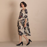 Megan Salmon Black Roses Molly Dress