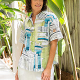 SEE SAW Linen Short Sleeve Deep Hem on Cuff Shirt