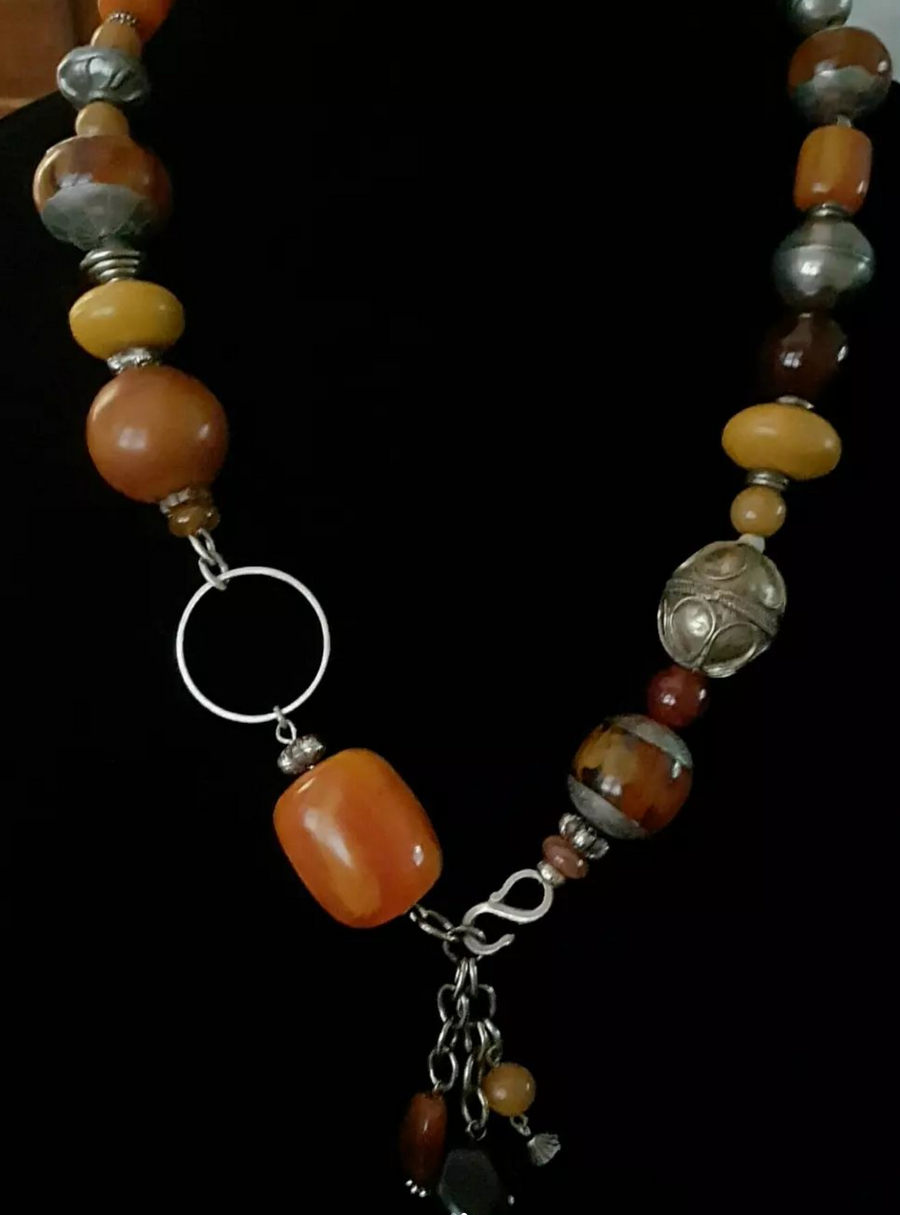 Reconstructed Bling Tribal & Agate Necklace