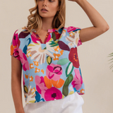 Kaleido Linen Bloom Burst Top
