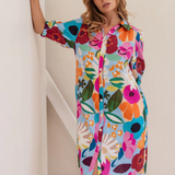 Kaleido Collared Button Thru Dress