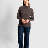 Fields Funnel Neck Pointelle Sleeve Sweater