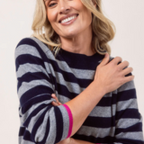 See Saw Merino Crew Neck Stripe Sweater