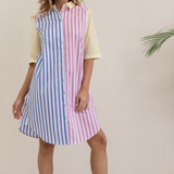 Kaleido Spliced Shirtdress