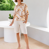 See Saw Boat Neck Button Back Top
