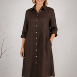 See Saw Ramie Double Layer Front Shirt Dress