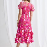 Trellis Lane Lizzie Puff Sleeve Midi Dress