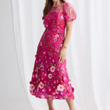 Trellis Lane Lizzie Puff Sleeve Midi Dress