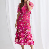 Trellis Lane Lizzie Puff Sleeve Midi Dress