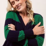 See Saw Merino V Neck Block Stripe Sweater
