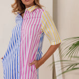 Kaleido Spliced Shirtdress