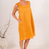 See Saw Linen Square Neck Dress