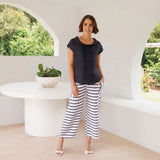 SEE SAW Linen Pleat Front Cowl Neck Top