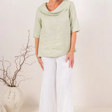 SEE SAW Linen Cowl Neck Top
