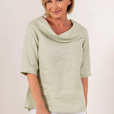 SEE SAW Linen Cowl Neck Top